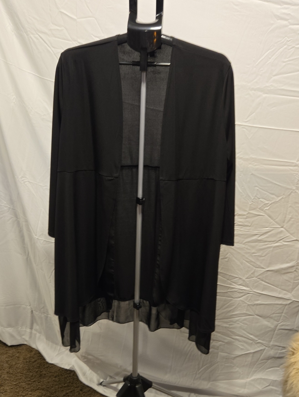 Slinky Brand Black Open-Front Draped Jacket